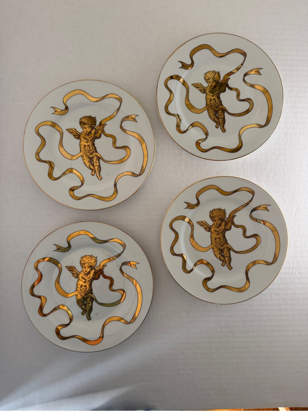 Gold Cherub Dessert Plates - Set of 4